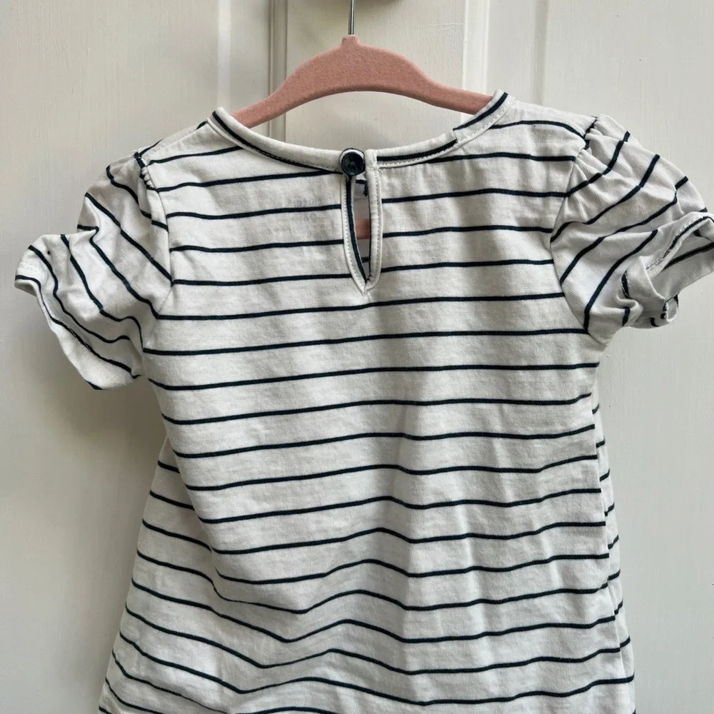 Carter’s 24M Blue Striped Whale Short Sleeve Shirt Blouse